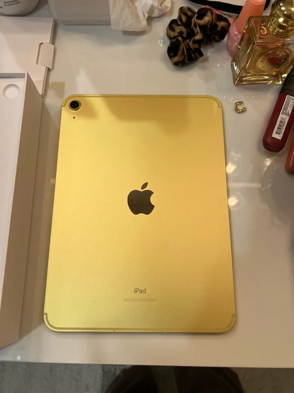 Apple Tablet with Black Front and Yellow Edge